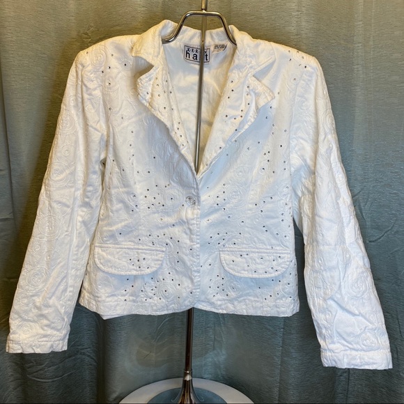Karen hart white embroidered jean jacket - Picture 2 of 14